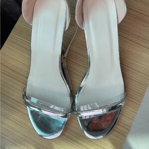 Silver Clear-Strap Women’s Sandals